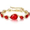 imageBriLove Shiny Gorgeous Womens Crystal Multi Teardrop Cluster Link Bracelet for Wedding Bridal Party PromRuby Color GoldTone