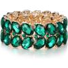 Oval-Emerald Color Gold-Tone