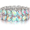 Oval-Iridescent AB Silver-Tone