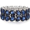 Oval-Sapphire Color Silver-Tone