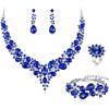 4Pcs-Blue Silver-Tone