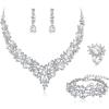 4Pcs-Clear Rhodium-Tone