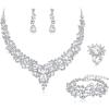 4Pcs-Clear Silver-Tone