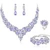 4Pcs-Purple Silver-Tone