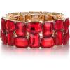 imageBriLove Womens Gorgeous Sparkling Crystal Emerald Cut Stretch Bangle Bracelet for Wedding Party Prom Jewelry AccessoriesBRuby Color GoldTone