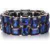 imageBriLove Womens Gorgeous Sparkling Crystal Emerald Cut Stretch Bangle Bracelet for Wedding Party Prom Jewelry AccessoriesBSapphire Color BlackTone