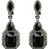 imageBriLove Womens Wedding Bridal Crystal Emerald Cut Infinity Figure 8 Chandelier ClipOn Dangle EarringsNew Black BlackTone