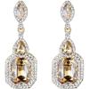 imageBriLove Womens Wedding Bridal Crystal Emerald Cut Infinity Figure 8 Chandelier ClipOn Dangle EarringsYellow GoldTone
