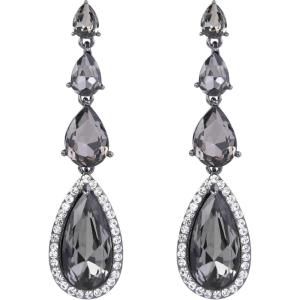 imageBriLove Womens Elegant Wedding Bridal Multi Teardrop Long Chandelier Dangle EarringsGrey BlackTone