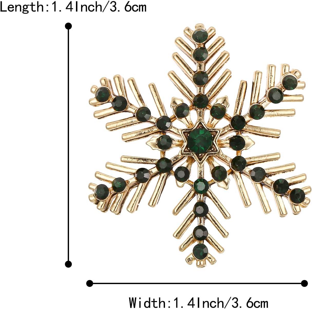 imageBriLove Xmas Christmas Winter Snowflake Brooch Pin Crystal Elegant Decorative Gift for WomenEmerald Color GoldTone