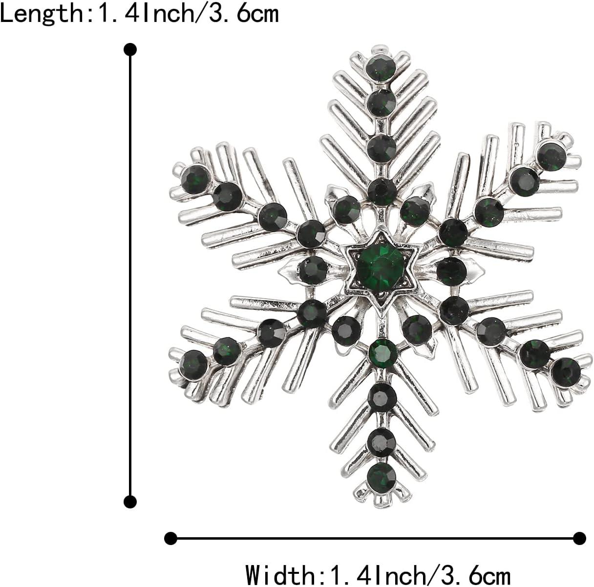imageBriLove Xmas Christmas Winter Snowflake Brooch Pin Crystal Elegant Decorative Gift for WomenEmerald Color SilverTone