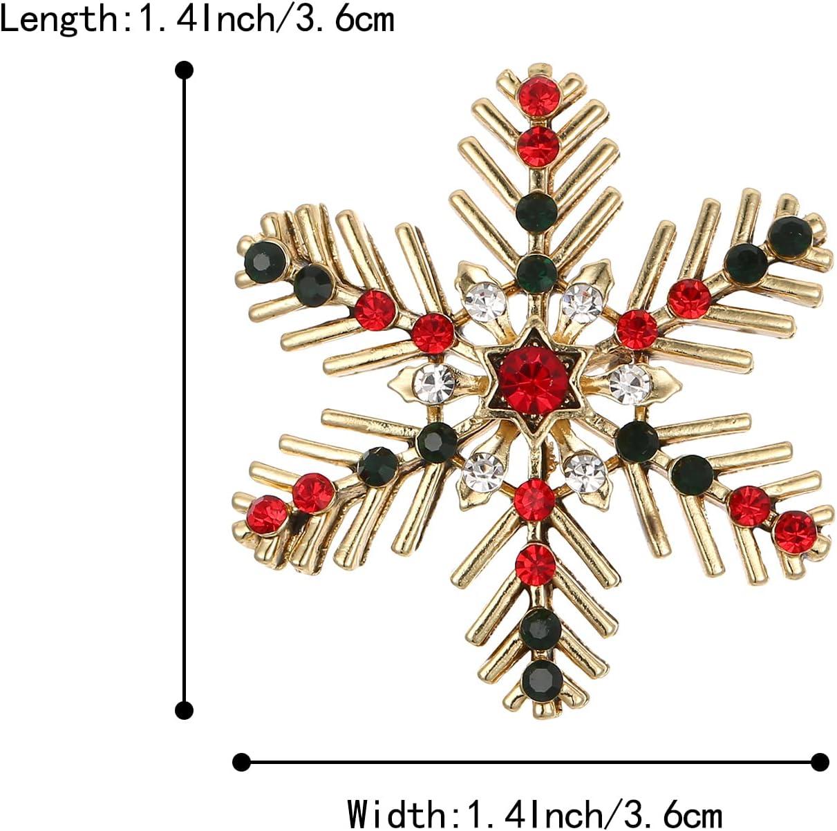 imageBriLove Xmas Christmas Winter Snowflake Brooch Pin Crystal Elegant Decorative Gift for WomenMulticolor GoldTone