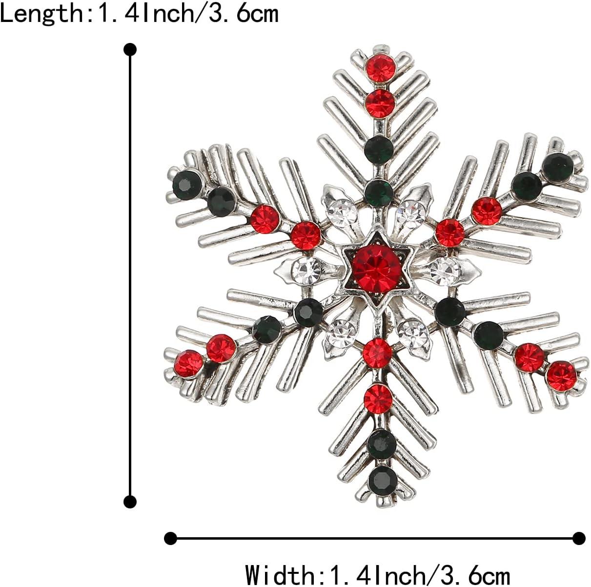 imageBriLove Xmas Christmas Winter Snowflake Brooch Pin Crystal Elegant Decorative Gift for WomenMulticolor SilverTone