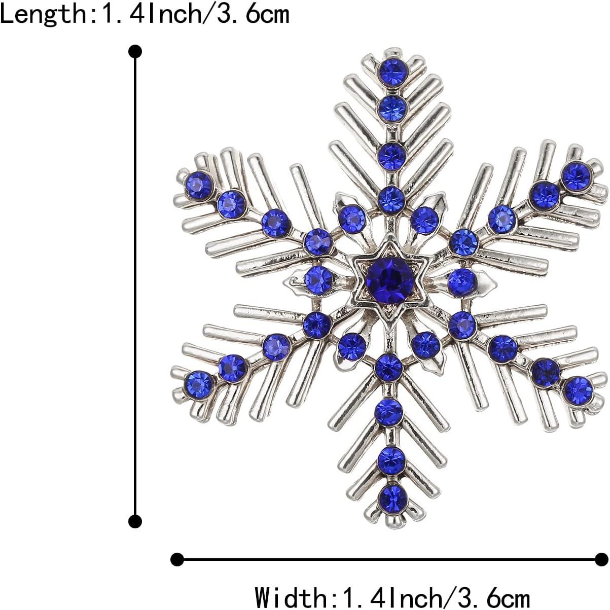 imageBriLove Xmas Christmas Winter Snowflake Brooch Pin Crystal Elegant Decorative Gift for WomenSapphire Color SilverTone