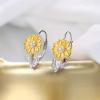 imageBriLove 925 Sterling Silver Cubic Zirconia Sunflower Daisy Flower Hoop Leverback Earrings for Mom Women Daily WearMothers DayValentines DayBirthdayChristmasAnniversary