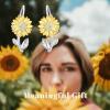 imageBriLove 925 Sterling Silver Cubic Zirconia Sunflower Daisy Flower Hoop Leverback Earrings for Mom Women Daily WearMothers DayValentines DayBirthdayChristmasAnniversary