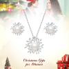 imageBriLove 925 Sterling Silver Winter Daily Snowflake Jewellery set for Women Freshwater Cultured Pearl CZ Pendant Necklace Stud Earrings Gifts Valentines DayMothers DayBirthdayAnniversary