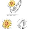imageBriLove Gifts for Mom Women 925 Sterling Silver Cubic Zirconia Engraved you are my sunshine Dainty Sunflower Adjustable Statement Ring for Daily Wear ChristmasAnniversaryYellow SilverTone