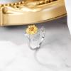 imageBriLove Gifts for Mom Women 925 Sterling Silver Cubic Zirconia Engraved you are my sunshine Dainty Sunflower Adjustable Statement Ring for Daily Wear ChristmasAnniversaryYellow SilverTone
