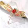imageBriLove Rhinestone Dragonfly Brooch Pin for Women Insect Themed Animal BroochesRuby Color GoldTone