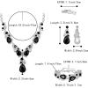 imageBriLove Wedding Bridal Jewelry for Women Multi Teardrop Cluster Crystal Statement Necklace Dangle Earrings Link Bracelet SetBlack SilverTone