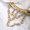 imageBriLove Wedding Bridal Jewelry for Women Multi Teardrop Cluster Crystal Statement Necklace Dangle Earrings Link Bracelet SetChampagne