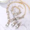 imageBriLove Wedding Bridal Jewelry for Women Multi Teardrop Cluster Crystal Statement Necklace Dangle Earrings Link Bracelet SetClear GoldTone
