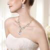 imageBriLove Wedding Bridal Jewelry for Women Multi Teardrop Cluster Crystal Statement Necklace Dangle Earrings Link Bracelet SetClear GoldTone