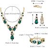 imageBriLove Wedding Bridal Jewelry for Women Multi Teardrop Cluster Crystal Statement Necklace Dangle Earrings Link Bracelet SetEmerald Color GoldTone