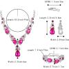 imageBriLove Wedding Bridal Jewelry for Women Multi Teardrop Cluster Crystal Statement Necklace Dangle Earrings Link Bracelet SetFuchsia SilverTone