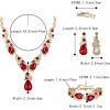 imageBriLove Wedding Bridal Jewelry for Women Multi Teardrop Cluster Crystal Statement Necklace Dangle Earrings Link Bracelet SetRuby Color GoldTone