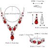 imageBriLove Wedding Bridal Jewelry for Women Multi Teardrop Cluster Crystal Statement Necklace Dangle Earrings Link Bracelet SetRuby Color SilverTone