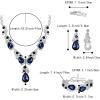 imageBriLove Wedding Bridal Jewelry for Women Multi Teardrop Cluster Crystal Statement Necklace Dangle Earrings Link Bracelet SetSapphire Color SilverTone