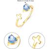 imageBriLove Women 925 Sterling Silver Cubic Zirconia Dainty Heart Cross Birthstone Adjustable Statement Ring Jewelry Gifts for Valentines DayBirthdayAnniversaryAquamarine Color