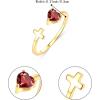 imageBriLove Women 925 Sterling Silver Cubic Zirconia Dainty Heart Cross Birthstone Adjustable Statement Ring Jewelry Gifts for Valentines DayBirthdayAnniversaryGarnet Color