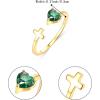 imageBriLove Women 925 Sterling Silver Cubic Zirconia Dainty Heart Cross Birthstone Adjustable Statement Ring Jewelry Gifts for Valentines DayBirthdayAnniversaryEmerald Color
