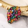 imageBriLove Womens Stunning Oval Crystal Rhinestone Marquise Cluster Brooch Pin for Wedding Party PromMulticolor AntiqueGoldTone