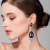 imageBriLove Womens Wedding Bridal Crystal Teardrop Cluster Beaded Chandelier Dangle Pierced EarringsAmethyst Color SilverTone