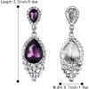 imageBriLove Womens Wedding Bridal Crystal Teardrop Cluster Beaded Chandelier Dangle Pierced EarringsAmethyst Color SilverTone