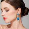 imageBriLove Womens Wedding Bridal Crystal Teardrop Cluster Beaded Chandelier Dangle Pierced EarringsBlue Topaz Color GoldTone
