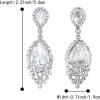 imageBriLove Womens Wedding Bridal Crystal Teardrop Cluster Beaded Chandelier Dangle Pierced EarringsClear SilverTone