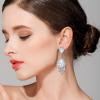 imageBriLove Womens Wedding Bridal Crystal Teardrop Cluster Beaded Chandelier Dangle Pierced EarringsClear SilverTone