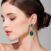 imageBriLove Womens Wedding Bridal Crystal Teardrop Cluster Beaded Chandelier Dangle Pierced EarringsEmerald Color GoldTone