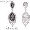 imageBriLove Womens Wedding Bridal Crystal Teardrop Cluster Beaded Chandelier Dangle Pierced EarringsGrey SilverTone