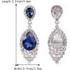 imageBriLove Womens Wedding Bridal Crystal Teardrop Cluster Beaded Chandelier Dangle Pierced EarringsNavy Blue SilverTone