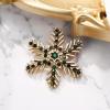 imageBriLove Xmas Christmas Winter Snowflake Brooch Pin Crystal Elegant Decorative Gift for WomenEmerald Color GoldTone