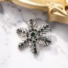 imageBriLove Xmas Christmas Winter Snowflake Brooch Pin Crystal Elegant Decorative Gift for WomenEmerald Color SilverTone