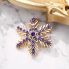 imageBriLove Xmas Christmas Winter Snowflake Brooch Pin Crystal Elegant Decorative Gift for WomenSapphire Color GoldTone