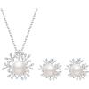 imageBriLove 925 Sterling Silver Winter Daily Snowflake Jewellery set for Women Freshwater Cultured Pearl CZ Pendant Necklace Stud Earrings Gifts Valentines DayMothers DayBirthdayAnniversary