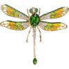 imageBriLove Rhinestone Dragonfly Brooch Pin for Women Insect Themed Animal BroochesEmerald Color GoldTone